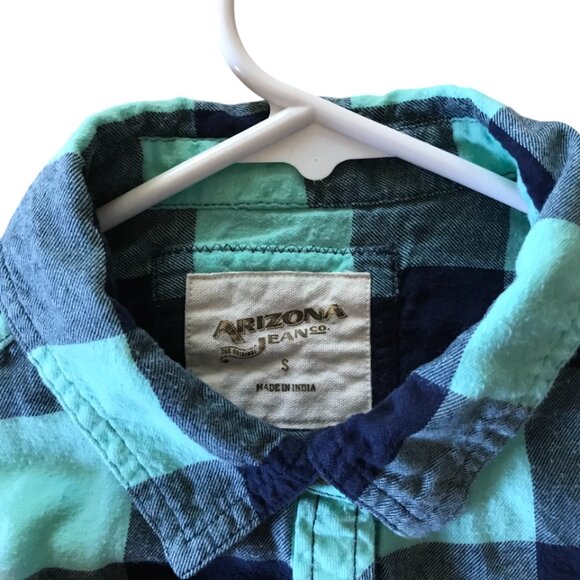 Bleached Flannel Shirt, Size Small: Upcycled Hand Painted Ombre Plaid Top - Picture 4 of 9